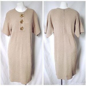 VTG Steve Fabrikant Gold Bow Holiday Dress Petite